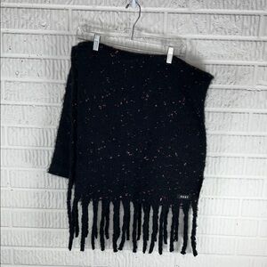 DKNY Black Knit Fringe Sweater Scarf with Pink Speckles